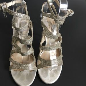 Michael Kors 7M Silver GlitterStrap Evening Heels
